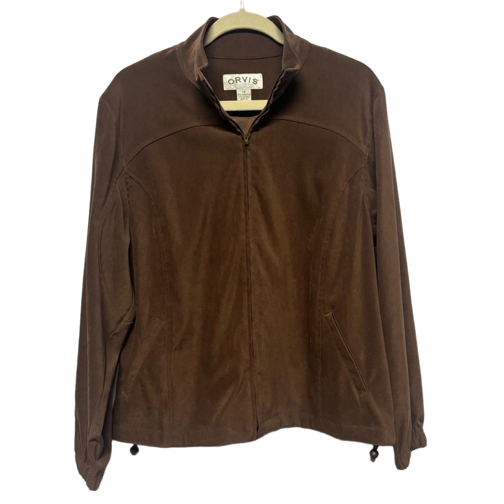 Orvis Jacket Womens 18 Tan Full Zip‎ Plus Size Stand Collar Casual Outdoor Cozy